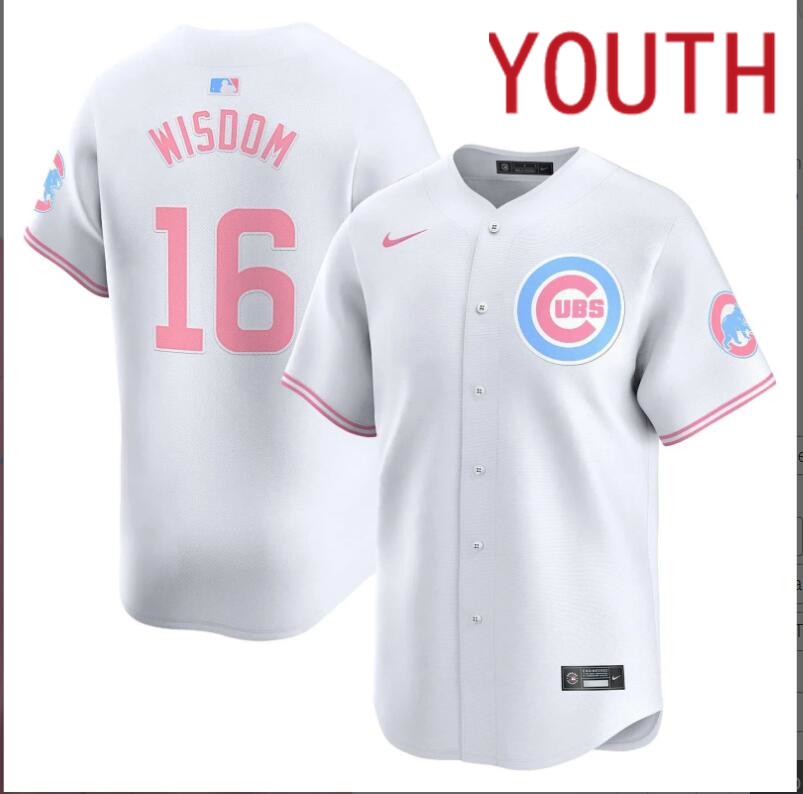 Youth Chicago Cubs #16 Wisdom white 2024 Nike MLB jersey->youth nfl jersey->Youth Jersey